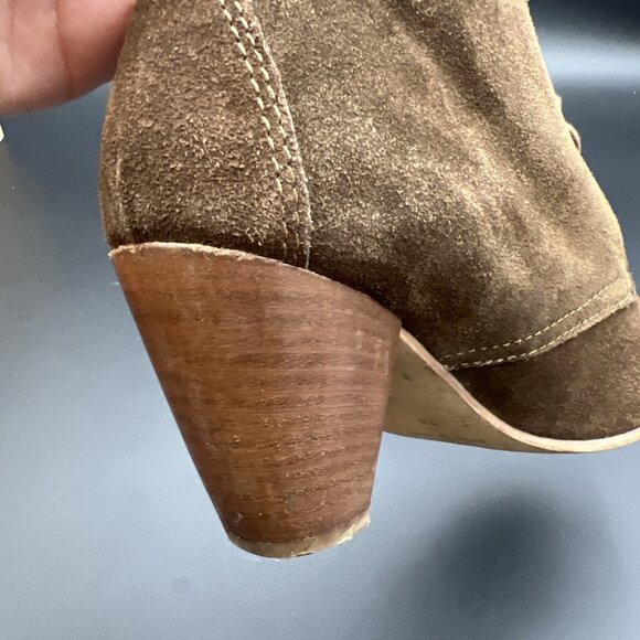 MADEWELL 1937 Lace Up Womens 7.5 Suede Heels Booties Shoes Brown Italy - Picture 7 of 16